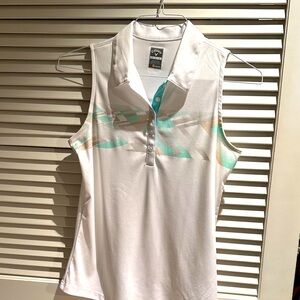 Callaway Women's White and Teal Tank Top